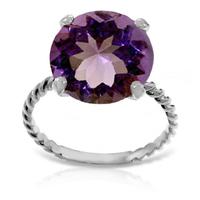 Round Brilliant Cut Amethyst Ring 5.5ct in 9ct White Gold