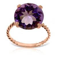 Round Brilliant Cut Amethyst Ring 5.5ct in 9ct Rose Gold