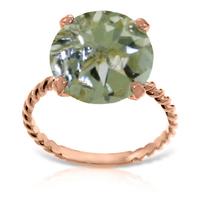 Round Brilliant Cut Green Amethyst Ring 4.8ct in 9ct Rose Gold