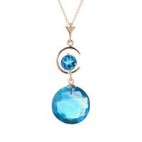 round brilliant cut blue topaz pendant necklace 58ctw in 9ct rose gold