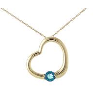 Round Brilliant Cut Blue Topaz Pendant Necklace 0.25ct in 9ct Gold