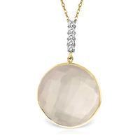 Rose Quartz and Diamond Pendant Necklace 17.0ct in 9ct Gold