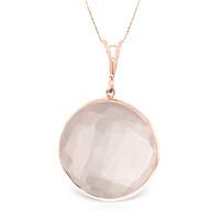 Round Brilliant Cut Rose Quartz Pendant Necklace 17.0ctw in 9ct Rose Gold