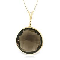 Round Brilliant Cut Smoky Quartz Pendant Necklace 17.0ctw in 9ct Gold