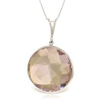 Round Brilliant Cut Amethyst Pendant Necklace 18.0ctw in 9ct White Gold