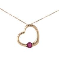 Round Brilliant Cut Ruby Pendant Necklace 0.25ct in 9ct Rose Gold