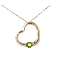 Round Brilliant Cut Peridot Pendant Necklace 0.25ct in 9ct Rose Gold