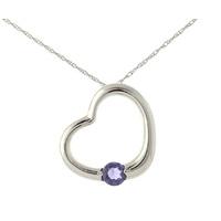 Round Brilliant Cut Tanzanite Pendant Necklace 0.25ct in 9ct White Gold