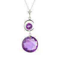 Round Brilliant Cut Amethyst Pendant Necklace 5.8ctw in 9ct White Gold