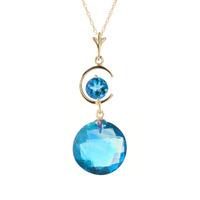 Round Brilliant Cut Blue Topaz Pendant Necklace 5.8ctw in 9ct Gold