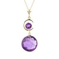 Round Brilliant Cut Amethyst Pendant Necklace 5.8ctw in 9ct Gold