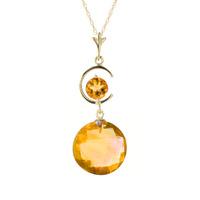 Round Brilliant Cut Citrine Pendant Necklace 5.8ctw in 9ct Gold