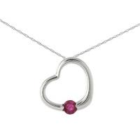 Round Brilliant Cut Ruby Pendant Necklace 0.25ct in 9ct White Gold