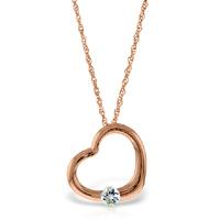 Round Brilliant Cut Aquamarine Pendant Necklace 0.25ct in 9ct Rose Gold