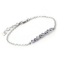 Round Brilliant Cut Tanzanite Adjustable Bracelet 1.55ctw in 9ct White Gold