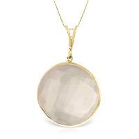 Round Brilliant Cut Rose Quartz Pendant Necklace 17.0ctw in 9ct Gold