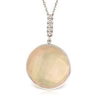 Rose Quartz and Diamond Pendant Necklace 17.0ct in 9ct White Gold