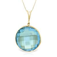 Round Brilliant Cut Blue Topaz Pendant Necklace 23.0ctw in 9ct Gold