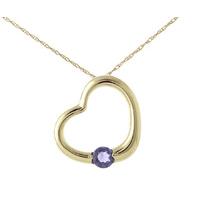 Round Brilliant Cut Tanzanite Pendant Necklace 0.25ct in 9ct Gold