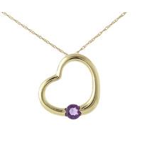 Round Brilliant Cut Amethyst Pendant Necklace 0.25ct in 9ct Gold