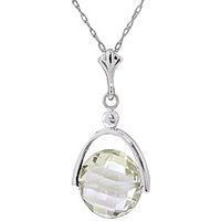 Round Brilliant Cut Green Amethyst Pendant Necklace 3.25ct in 9ct White Gold