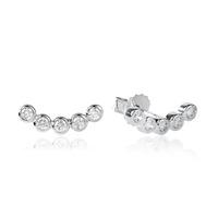 Rosa Lea Silver Cubic Zirconia Curved Bar Stud Earrings E2690C