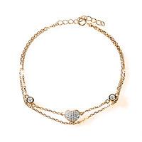 Rosa Lea Rose Gold-Plated Double Chain Cubic Zirconia Heart Bracelet BR212CRRG