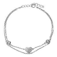 Rosa Lea Silver Double Chain Cubic Zirconia Heart Bracelet BR212C