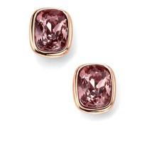 Rose Gold-Plated Oblong Crystal Earrings E4916P