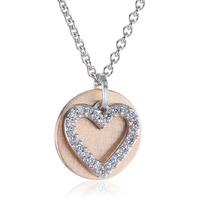 Rose Gold Plated Silver CZ Heart and Disc Pendant ESNL92274A420