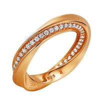 Rose Gold Plated Silver Cubic Zirconia Twisted Ring ELRG91962C180