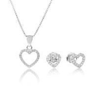 Rosa Lea Silver Cubic Zirconia Open Heart Gift Set E613280+P613375