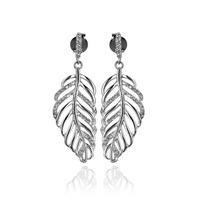 Rosa Lea Silver Large Pave Leaf Earrings 950732EA