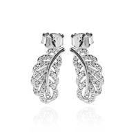 Rosa Lea Silver Pave Feather Stud Earrings 950730EA