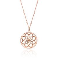 rosa lea rose gold plated open flower mandala pave necklace 950705na
