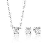 Rosa Lea Silver Round Clear Crystal Gift Set 16S65DY12-S3