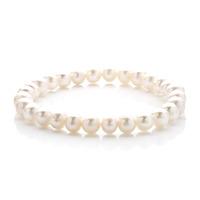 Round White Freshwater Pearl Expandable Bracelet BRW70155FW