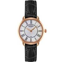 rotary ladies rose gold black strap watch ls0291941