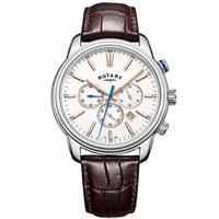rotary monaco sports chronograph brown strap watch gs0508306
