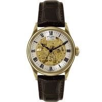 Rotary Mens Gold Skeleton Watch GS02941/03