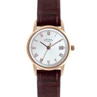 Rotary Ladies Rose Gold Plated Brown Strap Watch LS02754-21