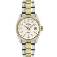 Rotary Ladies Two Tone Round White Dial Watch LB02661-11