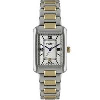 rotary mens two tone rectangular dial watch gb02651 01