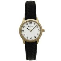 Rotary Ladies Gold Plated Black Strap Watch LSI00760