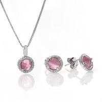 Rosa Lea Silver Round Pink Crystal Gift Set SS52+SS52-P GWP