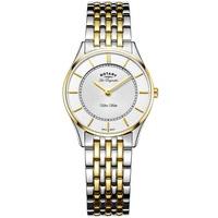 rotary ladies ultraslim two tone bracelet watch lb9080141
