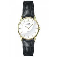 Rotary Ladies Ultra Slim Black Strap Watch LS08203/02