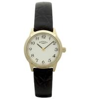 Rotary Ladies Gold Plated Black Strap Watch LSI00760