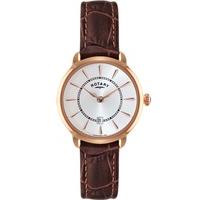 Rotary Ladies Rose Gold Brown Strap Watch LS02919/03