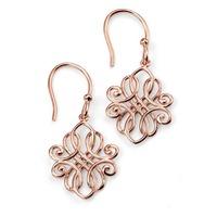 rose gold plated filigree dropper earrings e4879